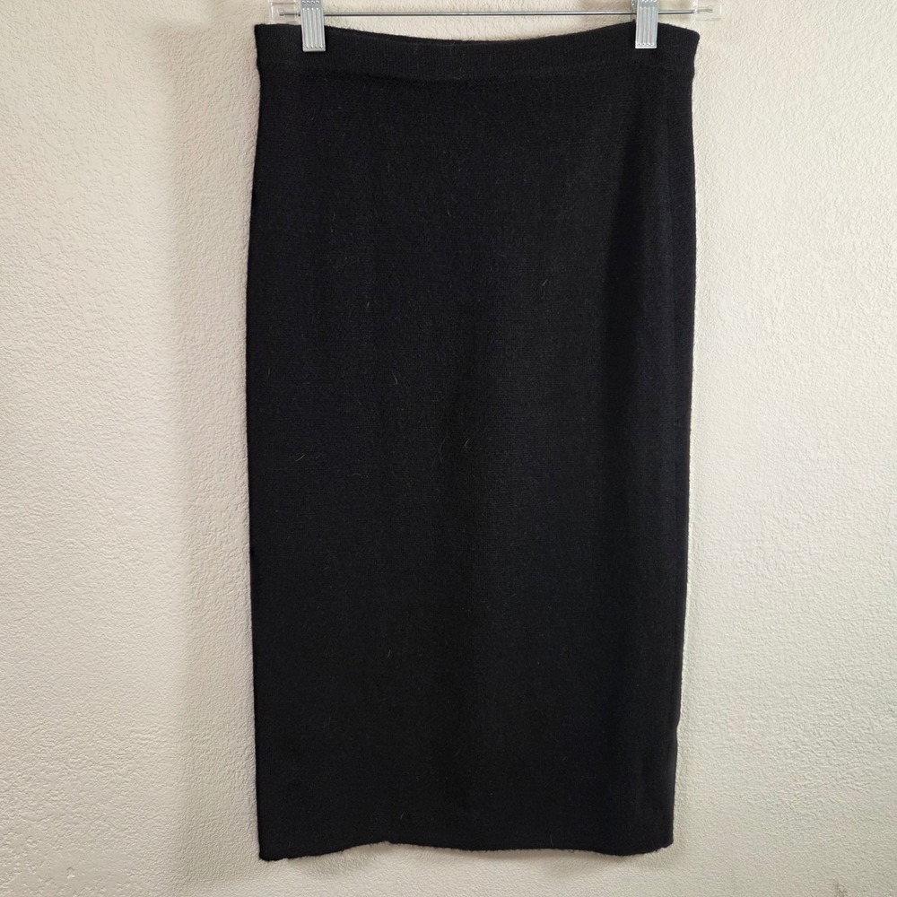 Peruvian Connection Black Baby Alpaca Wool Knit Midi Pencil Skirt Small